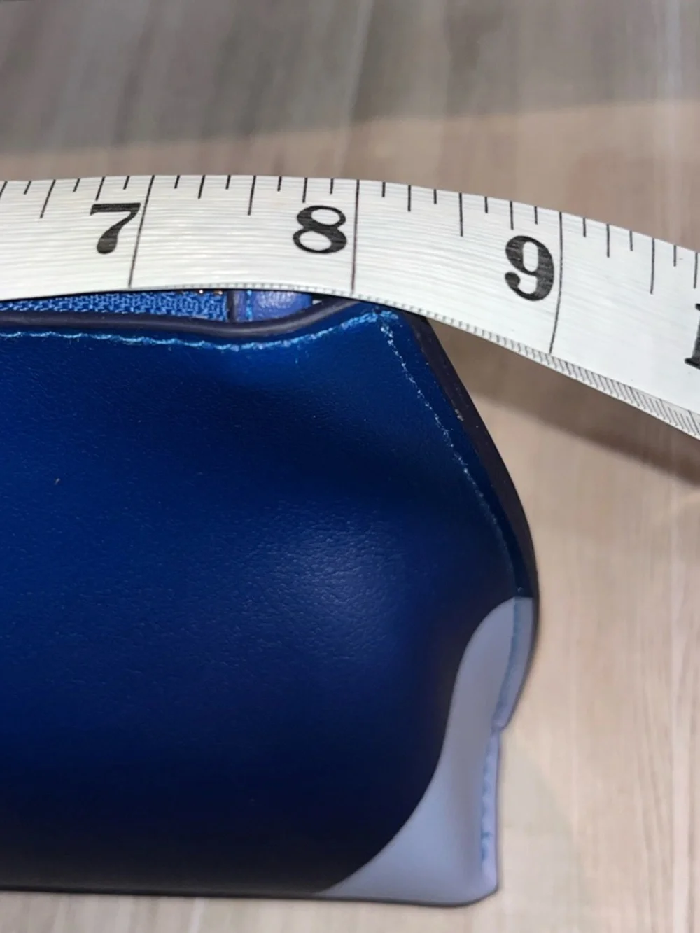 La Mer ombré Blue faux Leather Cosmetic makeup bag pouch